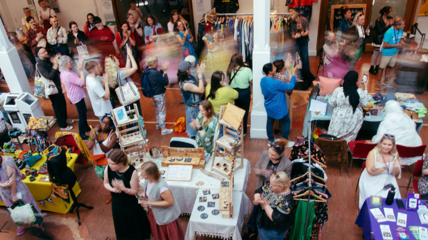 Fashion and craft stalls in Brighton Dome's Concert Hall Foyer