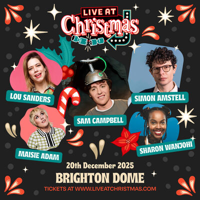 Live at Christmas line up on a Christmas themed background