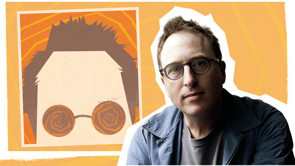 Jon Ronson photograph next to an illustration of him