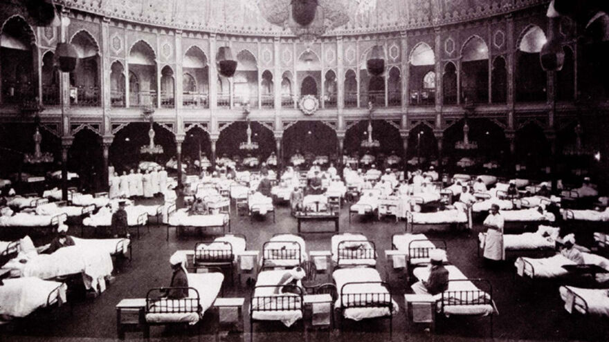 Brighton Dome used as a military hospital for wounded Indian soldiers during World War I