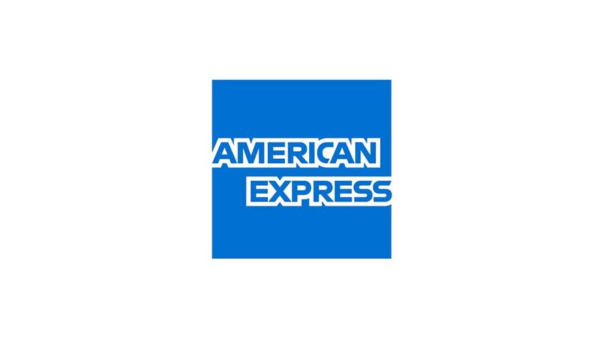 Blue square logo reading American Express