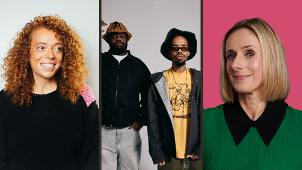 A composite image of Michelle Wolf, Earl Sweatshirt and MIKE, and Marina Hyde