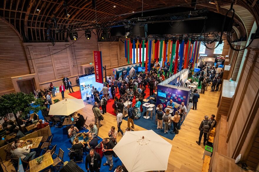View from the balcony of the Corn Exchange set up for a conference