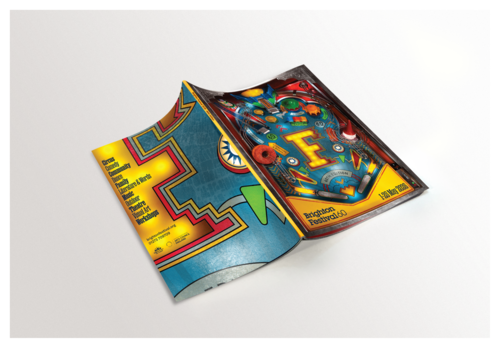 A flat layed Brighton Festival brochure showing the front and back covers