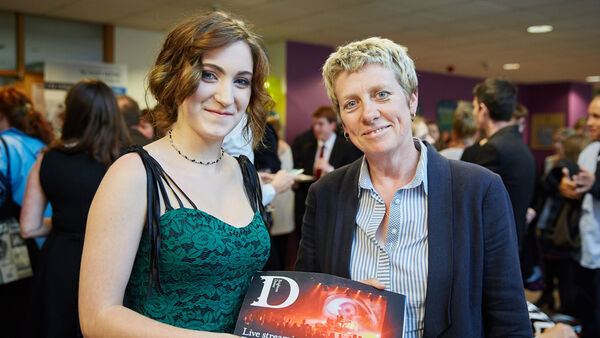 Carole Britten with student Film-making City Achiever Amber Azzopardi