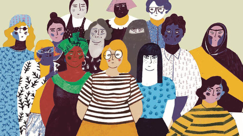 Drawing of a group of women 