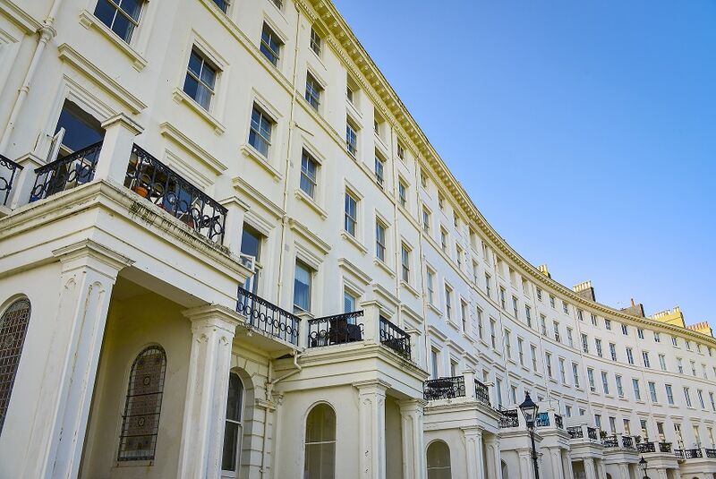 Exterior of rather grand terraced housing