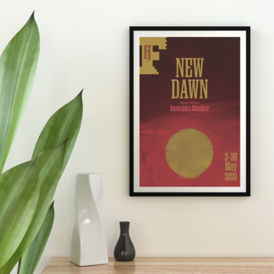 Maroon poster on a wall