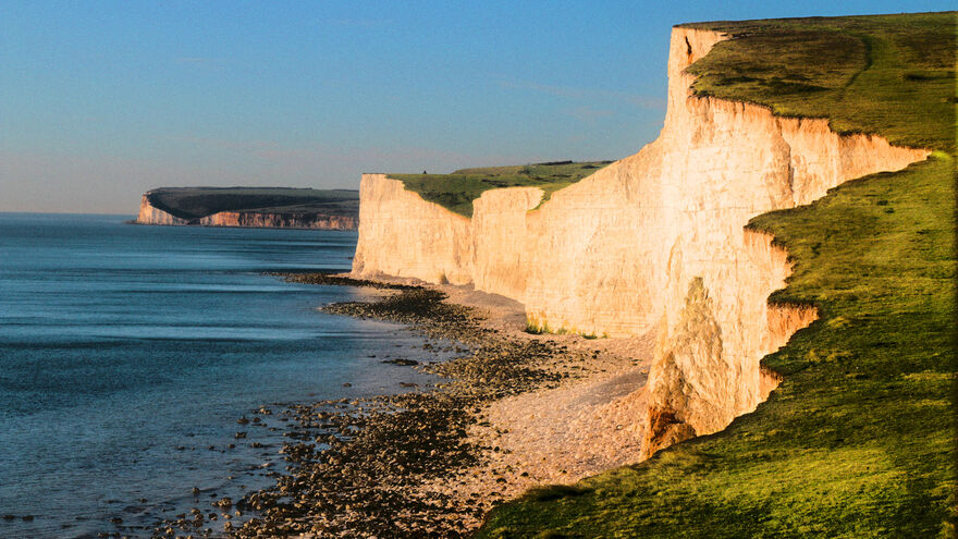 Photograph of cliffs at dusk