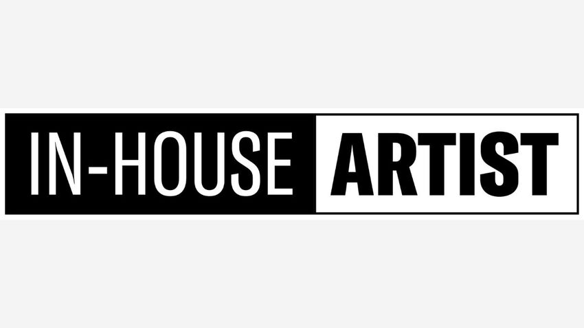 In-House Artist in a black and white font