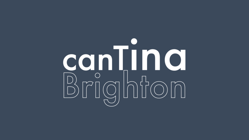 White text saying Cantina Brighton over a dark blue background