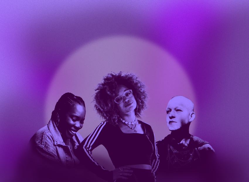 AFLO, Desree and mithigo against a purple background