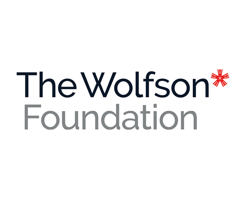 Black and grey text reading The Wolfson Foundation