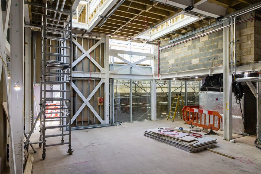 Interior of a room being built