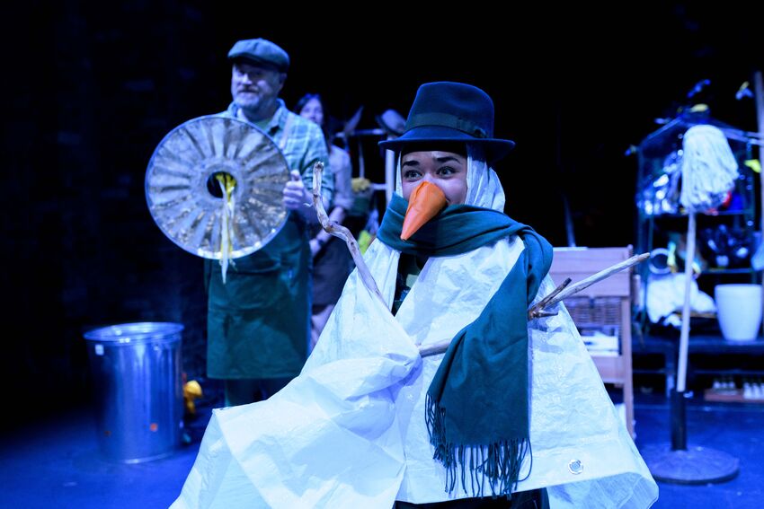 A person dressed up as a snowman