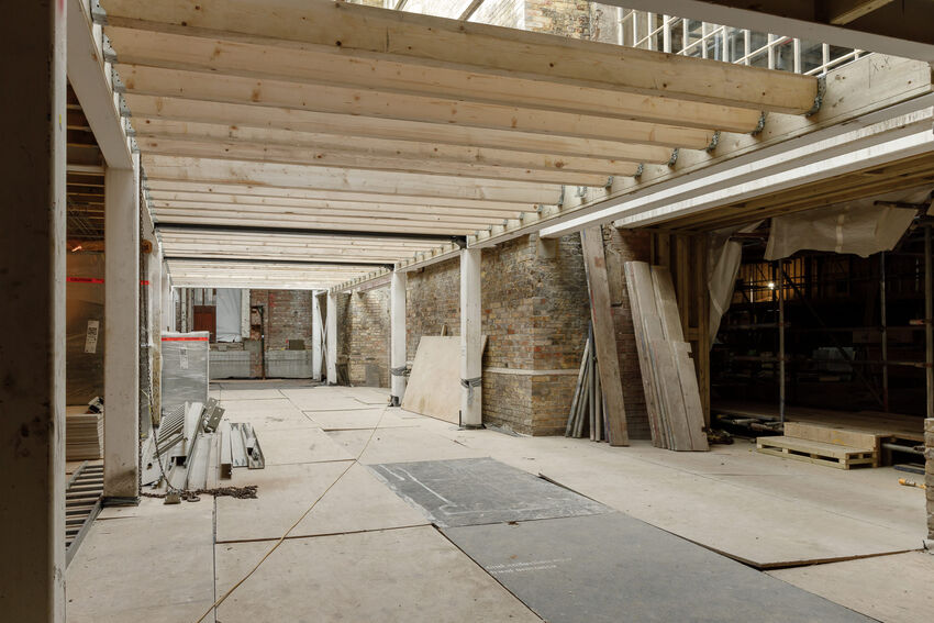 A building site, the festival bar in progress